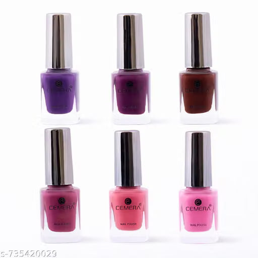CEMERA FLY Nail Polish Combo Pack of 6 (10 ml Each) | High Pigment Quick Dry Long Lasting Salon Finish