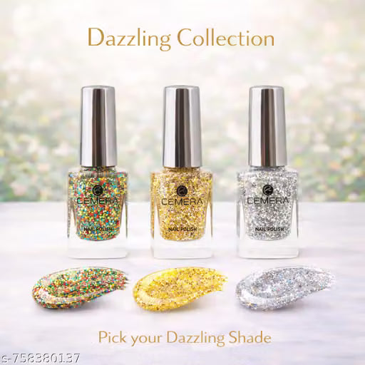 CEMERA DAZZLING Nail Polish Combo Pack of 3 (10ml Each) | High Pigment | Quick Dry | Glossy Finish