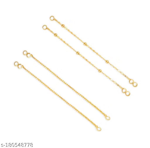 Single Layer Gold Plated Gold-Tone Kan Chain Accessory For Women / Girls Ear Thread