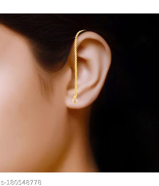 Single Layer Gold Plated Gold-Tone Kan Chain Accessory For Women / Girls Ear Thread