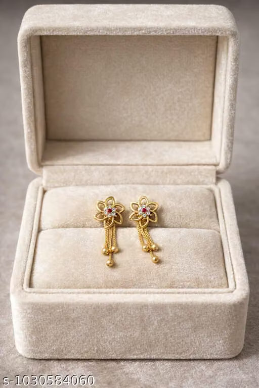 Hanging Crystal Stud Long Chain Drop Earrings.